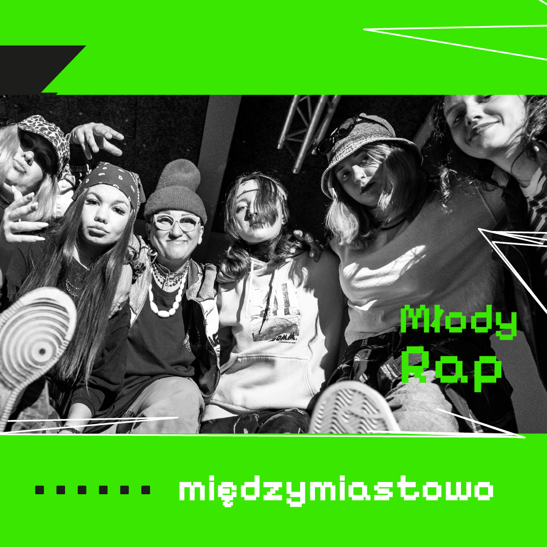 Grafika ze zdjęciem muzyków i napis Koncert międzymiastowo.